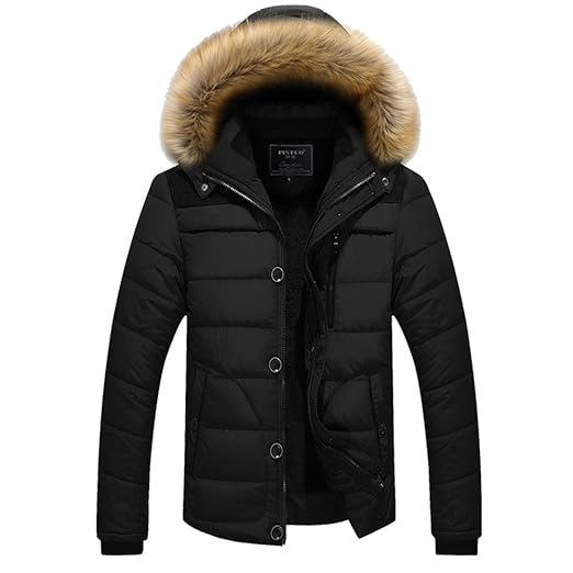 Qingxian Winterjacke Herren Wattierte Steppjacken Mit Fellkapuze Down Jacket Warme Mäntel Winterjacke