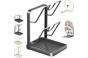 Kitchen Pot Lid Storage Rack,Pot Lid Holder While Cooking with Tray,Double Lid Holder and Spoon Rest,Multifunctional Kitchen 