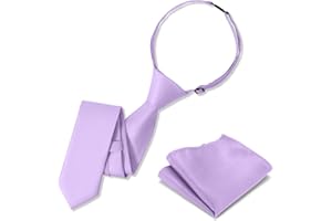 UETLRO Boys Tie Pocket Square Set Pre-tied Adjustable Kids Solid Color Necktie for Age 8-12 Years with Gift Box