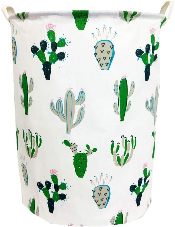 Laundry Basket Kids laundry hamper Cactus Hamper Toy Storage Bin Organizer for Boys and Girls Cactus Room Decor(Green and Gray）