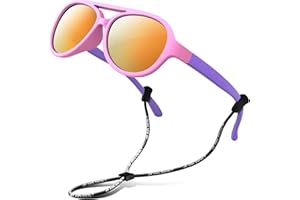 RIVBOS Kids Sunglasses Polarized UV Protection Flexible Rubber Glasses Shades with Strap for Boys Girls RBK004