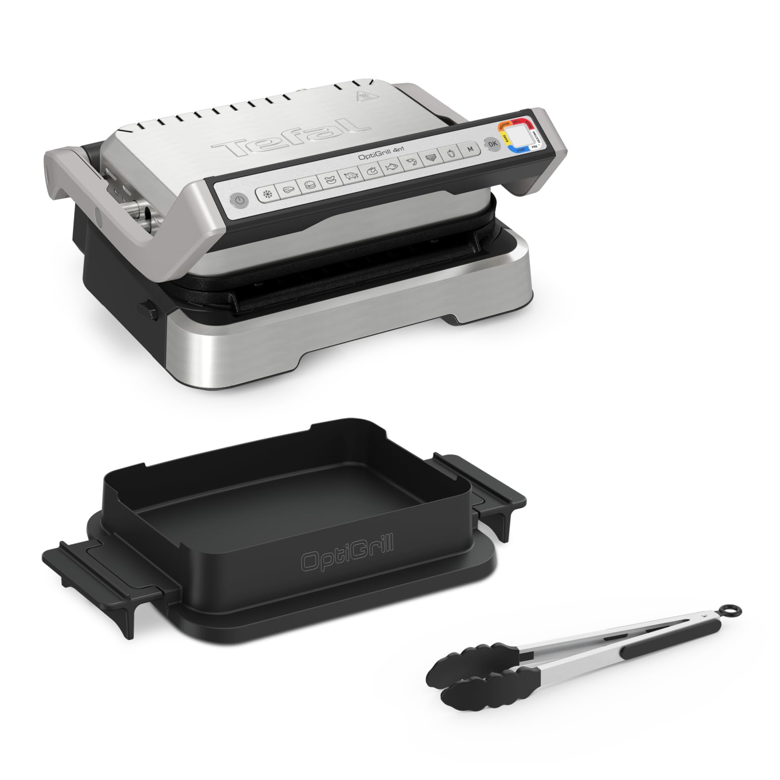 Tefal OptiGrill 4in1 Kontaktgrill mit Backschale, Aufklappbar, Tischgrill, 9 automatische Programme, Garstufenanzeige, spülmaschinengeeignete Teile, Elektrogrill, Backofen, GC776D10