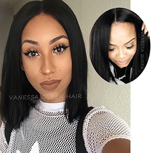 Vanessa Queen Silky Straight Short Cut Bob Wigs With Baby Hair For Women Synthetic Lace Front Wig 12-14Inch