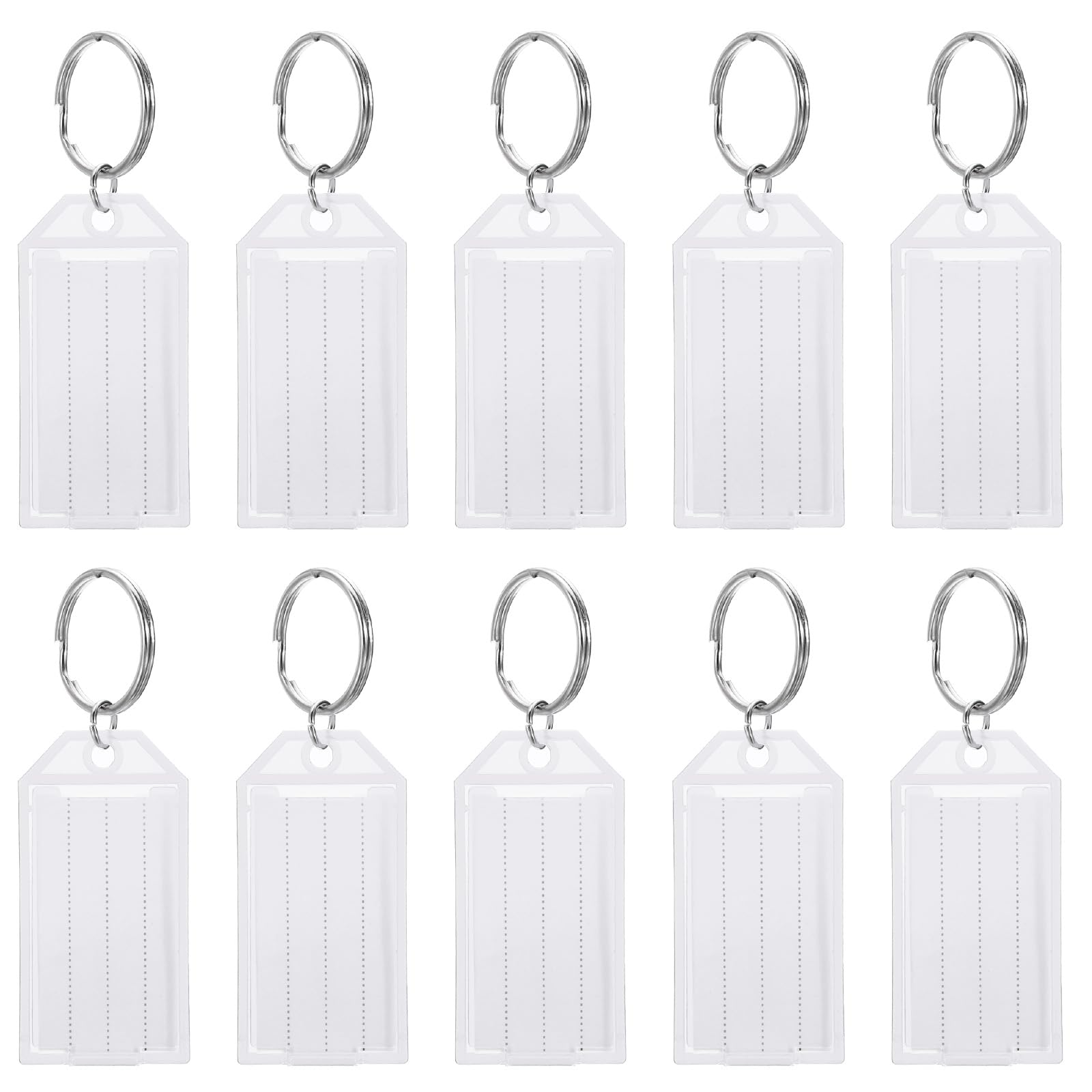 PATIKIL Plastic Key Tag, 50 Pack Key Identifiers with Split Ring Labels Window 58x28mm for Luggage Office Hotel, White