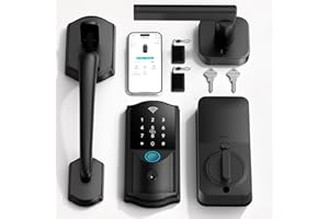 Firstriver Smart Front Door Lock and Handle Set with Built-in WiFi, Fingerprint Keyless Entry Door Lock, Keypad, App Control,