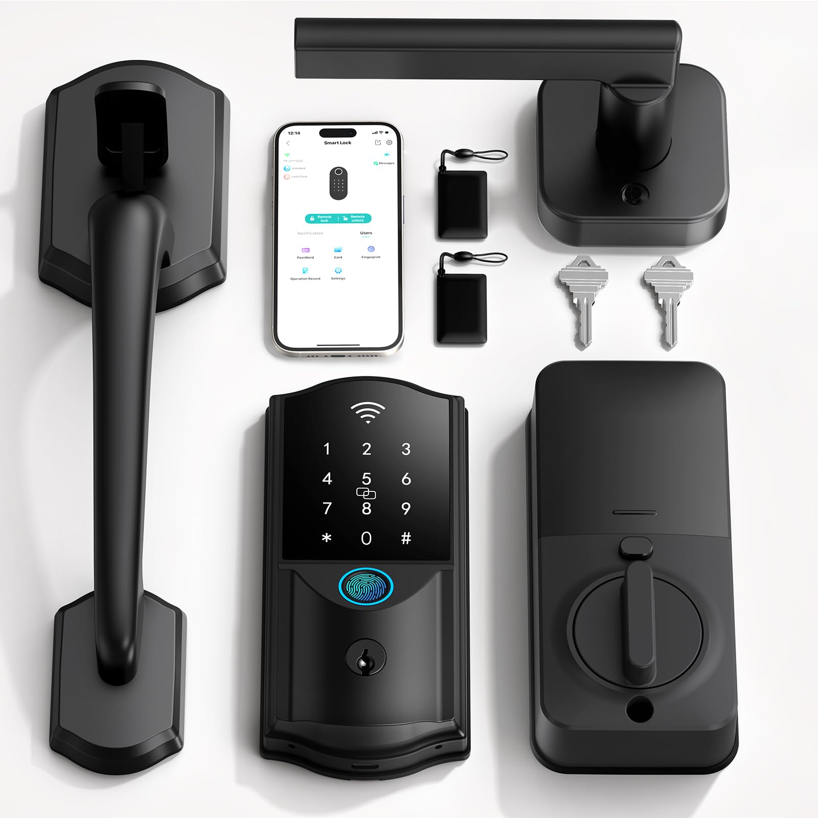 Photo 1 of WiFi Smart Front Door Lock with Handle – Firstriver Fingerprint Keyless Entry Deadbolt Set with Digital Keypad, Built-in Wi-Fi App Remote Control & Auto Lock, Compatible with Alexa & Google Assistant