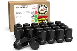 Wheel Accessories Parts 24 Pcs M14x1.5 14x1.5 Thread OEM Style Lug Nuts 1.77" Long Black 7/8" 22mm Hex Fits Chevy Silverado 1