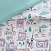 Comfort Spaces Paco 3 Piece Full/Queen Comforter Set Kitty Cat Paris Eiffel Tower Cute Print for Toddler Kids Boys Girls All Season Down Alternative, Aqua