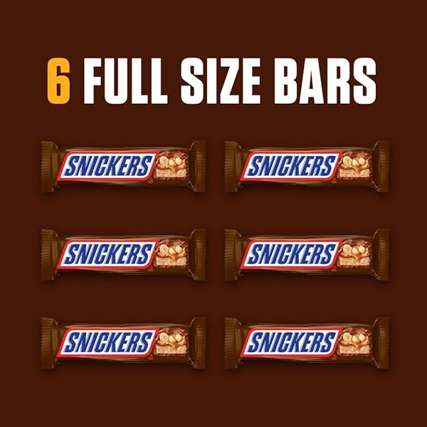 SNICKERS NFL FOOTBALL FULL SIZE CHOCOLATE CANDY BARS, CARAMEL CHOCOLATE FOR PARTIES, TAILGATING, OR GAME DAY SNACKS, 11.16 OZ BAG (PACK OF 6)
