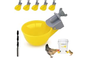 Chicken Water Cups Feeder (6 Pack), Automatic Chicken Waterer, Anti-Leak System, Holds 50% More Water, Suitable for Chicks, C