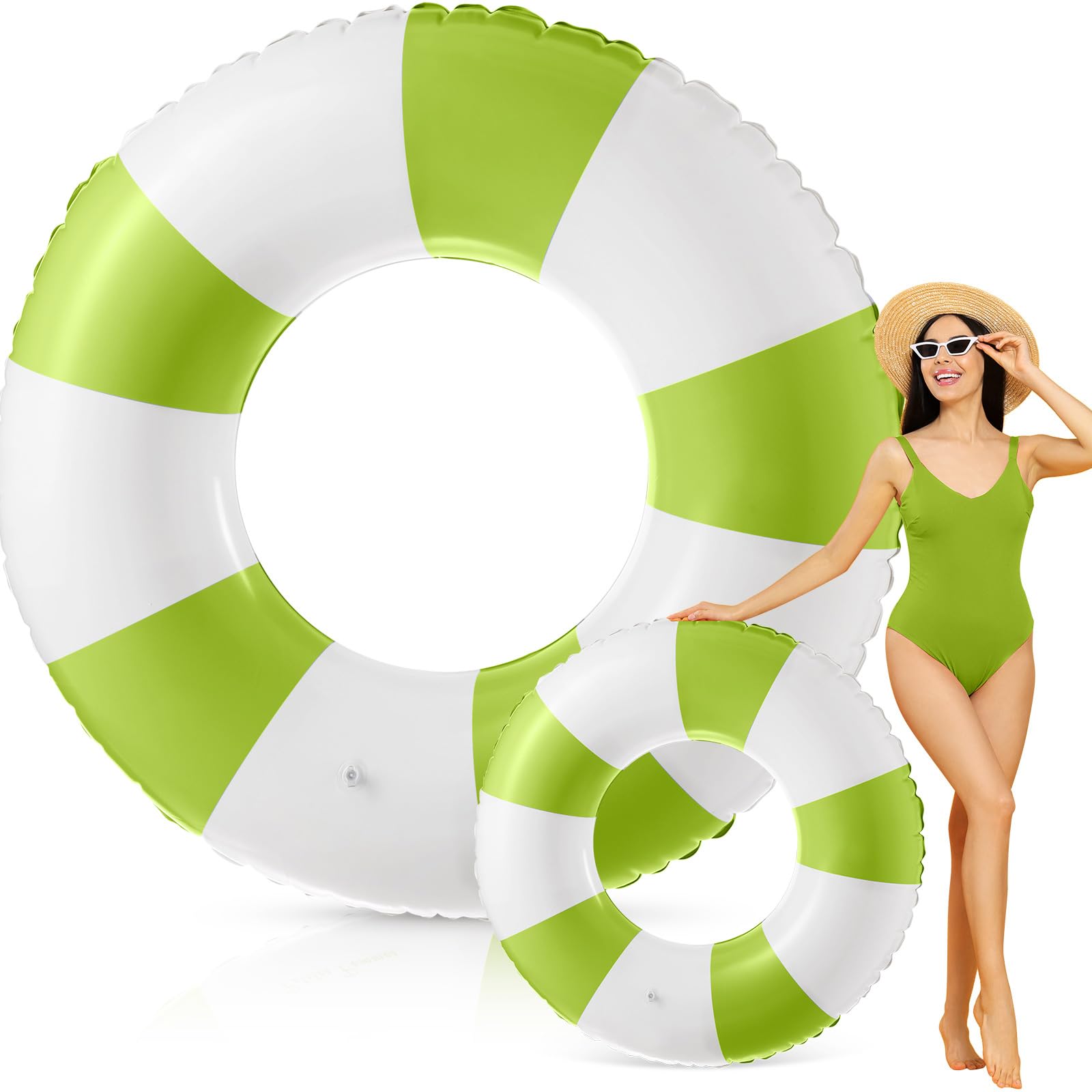 Photo 1 of Foilswirl 1 Pcs Jumbo Pool Floats Swimming Ring 47.24 Inch Inflatable Tube Pool Tube Striped Pool Rings for Adult Swimming Pool Summer Beach Bachelorette Wedding Party Decor