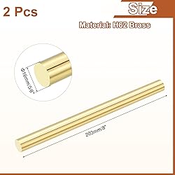 uxcell 2 Pcs 5/8"(16mm) Dia Brass Solid Round