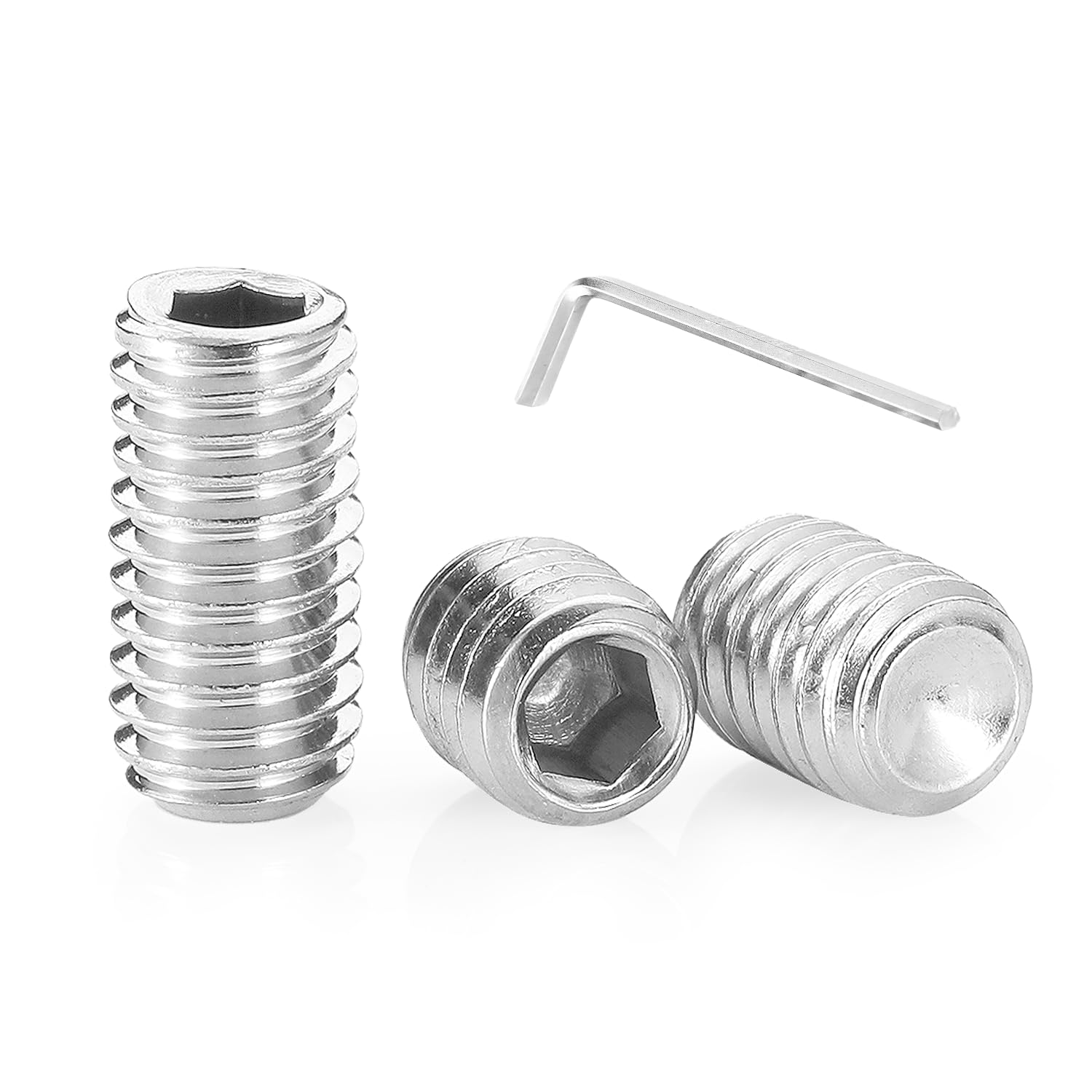 Photo 1 of #6-32 x 1/8" Hex Allen Head Socket Set Screws Grub Screw Bolts, 304 Stainless Steel Internal Hex Drive Cup-Point Screws with Hex Wrenches, 50 PCS