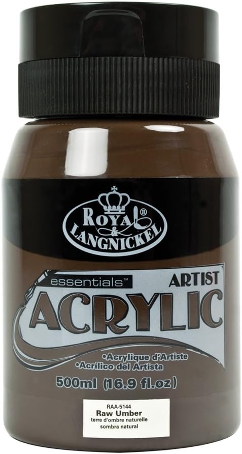 Royal & Langnickel RAA-5144 Essentials 500ml Acrylic Paint - Raw Umber, 500 ml (Pack of 1)