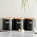 VonShef 3pc Canister Set with Bamboo Lids, Kitchen Containers for Coffee, Sugar, Tea with Airtight Seal, Modern Design Canisters, Set of 3, 1 Quart Capacity, 38oz