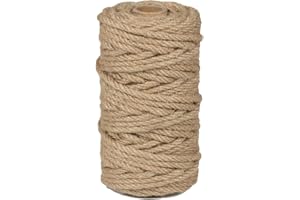 PerkHomy 4mm Jute Rope 120 Feet Twisted Heavy Duty and Thick Twine Rope for Cat Scratcher Scratching Post Tree Craft Projects