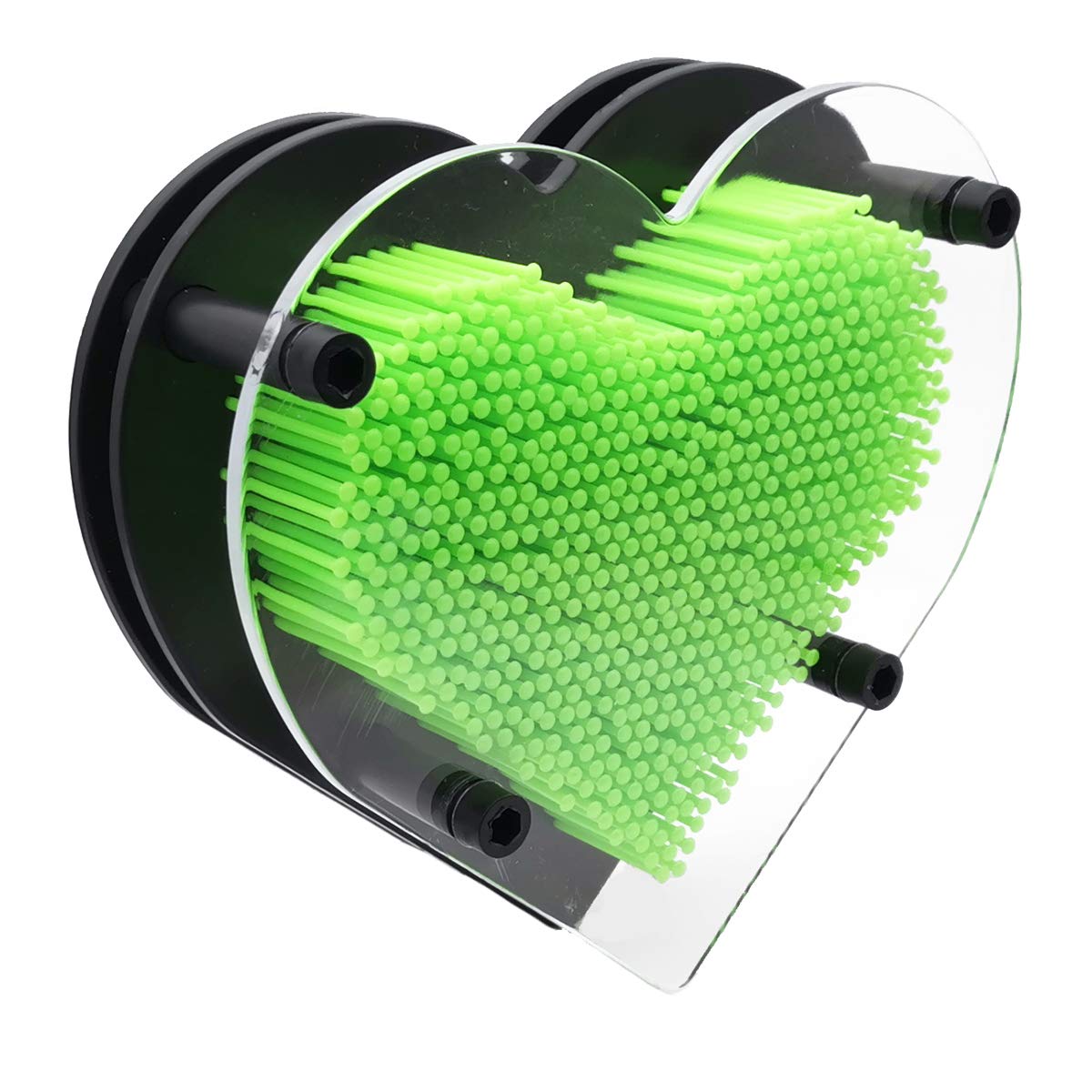 MICKYU Small Pin Art Board Game Classic Plastic 3D Pin Point Impression Office Desk Toy Sculpture for Children Adults, 5.7 x 5.5 inches, ( Green, Love )