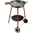 Garcima Andreu Paella Pan Set with Burner, 18 Inch Carbon Steel Outdoor Pan and Reinforced Legs Imported from Spain (12 Servings w/wheels)