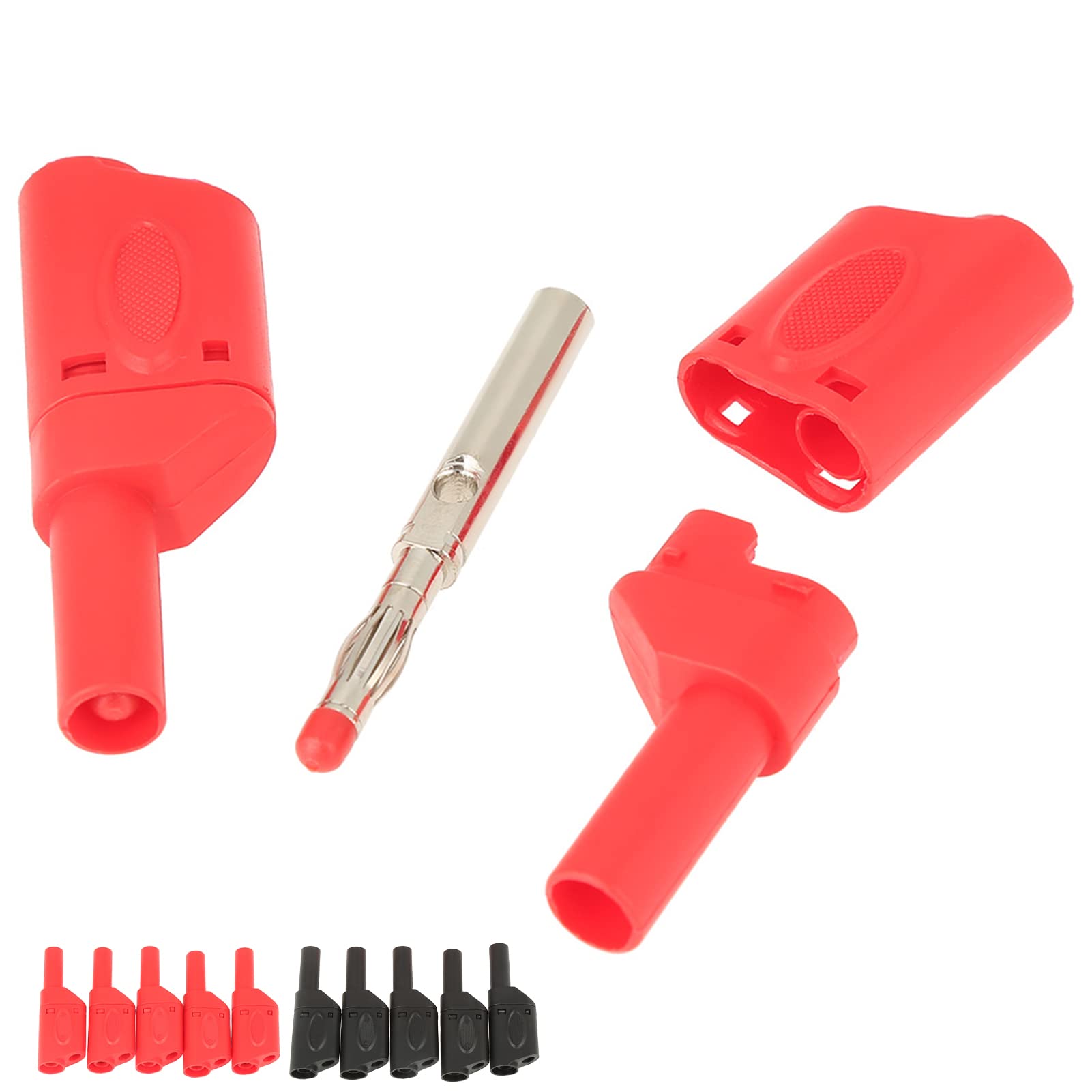 YWBL-WH Stackable Banana Connectors 4mm Safety Fully Red Black 10 Pcs (68g) Connector