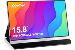 AYY Portable Monitor 15.8 Inch FHD 1080P Portable External Second Monitor HDMI Travel Screen for Laptop Desktop, MacBook, Phones, Tablet, PS5/4, Xbox