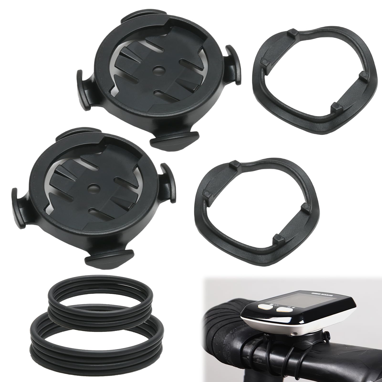 Quarter-turn Bike Mount for Garmin Edge 200/500/510/520/800/810/1000,iGPSPORT,XOSS G/G+ Bike GPS Cycling Computer Adjustable Bicycle Computer Mounts Bracket Handlebar Holder with Silicone Strap