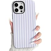 NITITOP Compatible with iPhone 13 Pro Case Matte Cute Vertical Stripes for Women Girls Men Boy Striped Pattern Hybrid 2 Layers Back Shockproof Protective Cover - Light Blue
