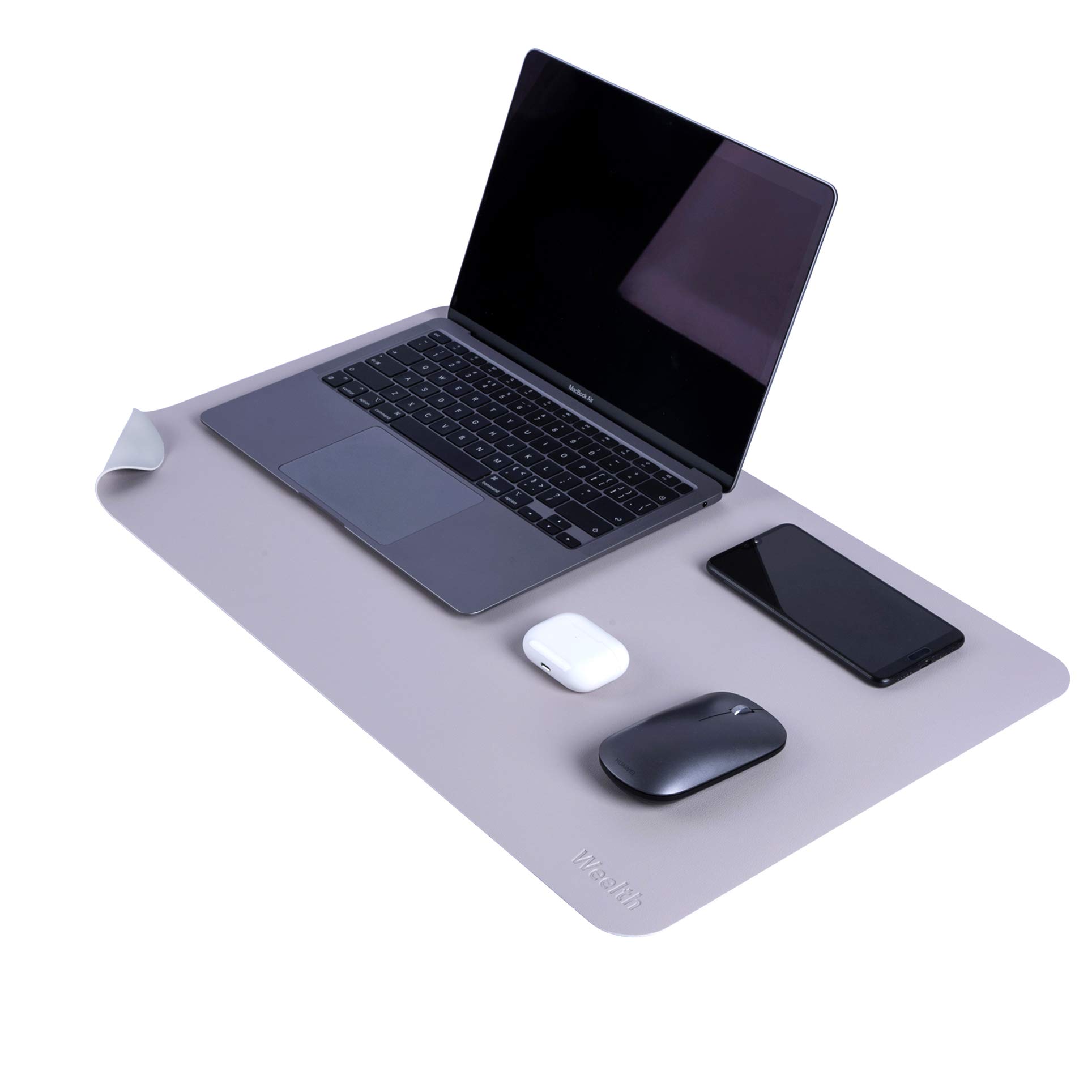 Weelth Dual-Sided Office Desk Pad, PU Leather Desk Mat, Waterproof Desk Writing Pad for Office and Home (Gray/Sliver, 900 * 430mm)