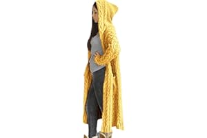 WPOUMV Oversize Sweaters for Women Plus Size Cable Knit Long Cardigan Open Front Long Sleeve Hooded Jacket Coat with Pocket