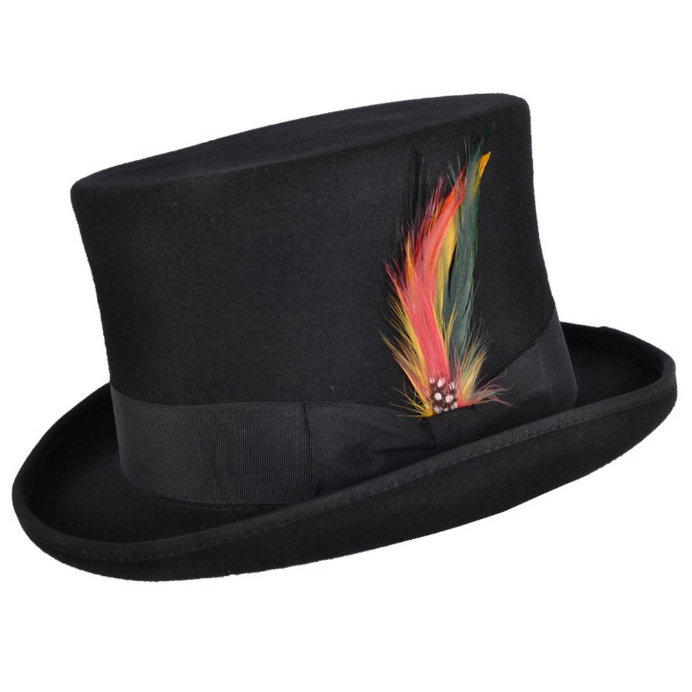 Wool Felt Top Hat with Feather Amazon.co.uk Clothing