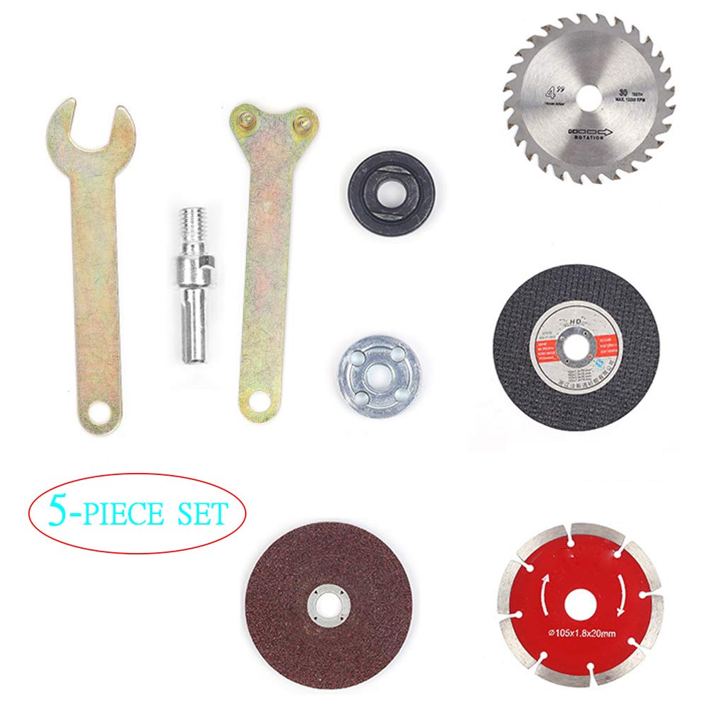 Hand electric drill angle grinder, cutting and polishing 5-piece set, metal tile wood cutting disc polishing wheel, used for electric drill angle grinder