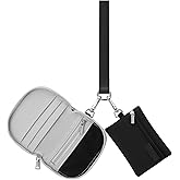 Vulkitty Keychain Wristlet Wallet, Mini Zip Around Wallet for Women Dual Pouch Portable Small Wallet Detachable Coin Purse