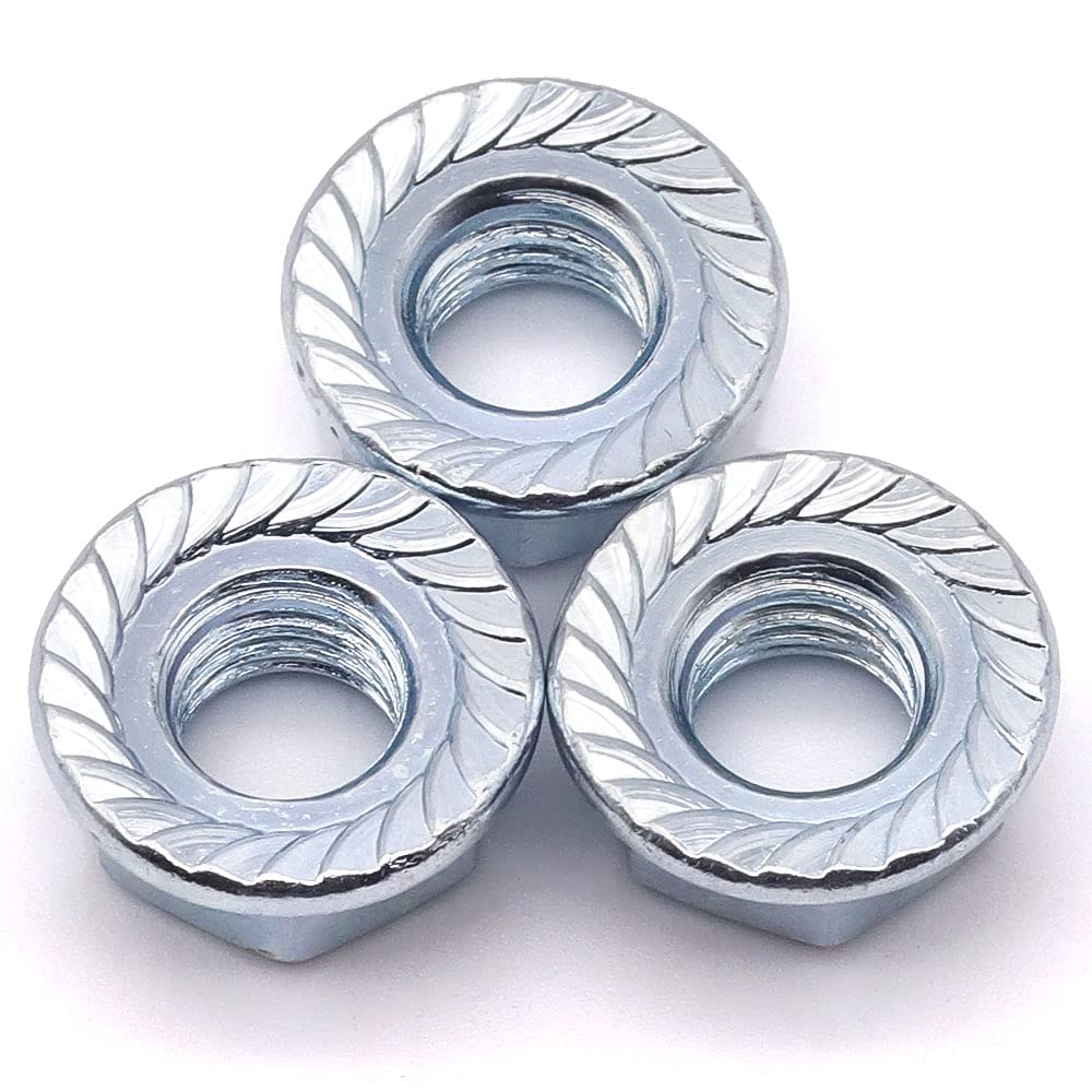 Photo 1 of 7/16-14 UNC Serrated Flange Hex Locknuts Zinc Plated Carbon Steel 12 Pack