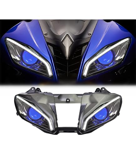 Amazon.com: Headlight Assembly LED Angel Demon Eyes for Yamaha YZF