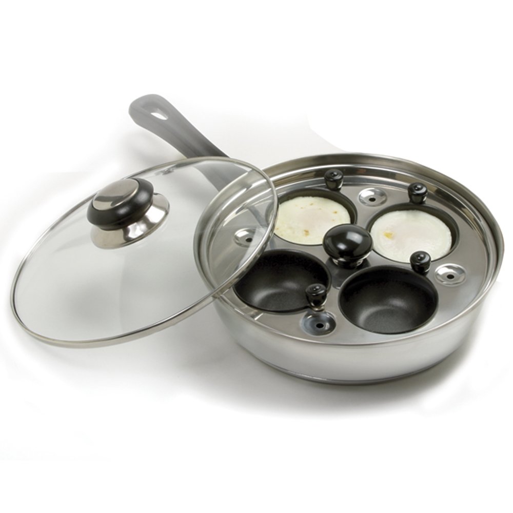 Norpro 8.5 Inch Egg Poacher Skillet Set With Removable 4 Egg Poacher