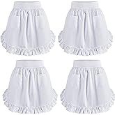Hercicy 4 Pcs Waist Apron Bulk for Women Half Retro Maid Aprons Ruffles Cute Pinafore with Pockets for Halloween Cosplay