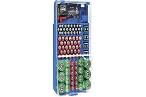 THE BATTERY ORGANISER and Tester with Cover, Battery Storage Organizer and Case, Holds 93 Batteries of Various Sizes, Include
