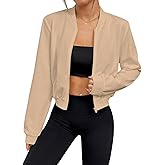 SweatyRocks Women's Lightweight Jackets Casual Basic Zip Up Cropped Bomber Jacket