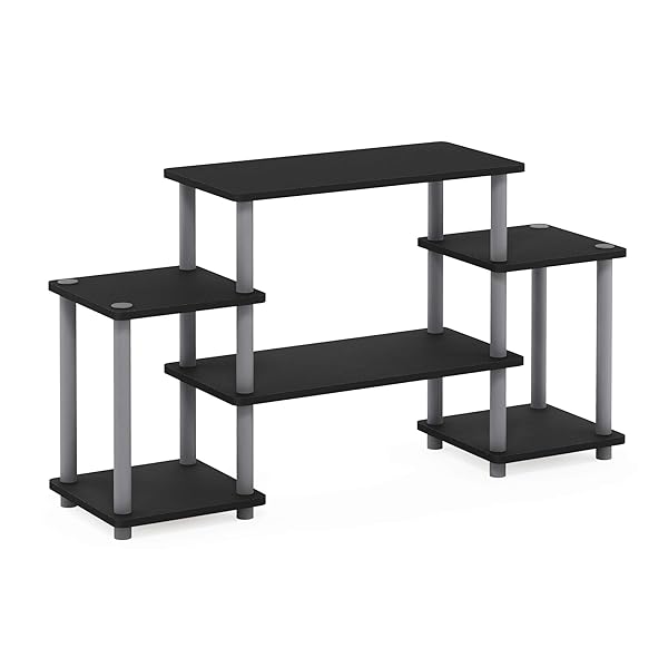 FURINNO TURN-N-TUBE NO TOOLS ENTERTAINMENT TV STANDS, BLACK/GREY