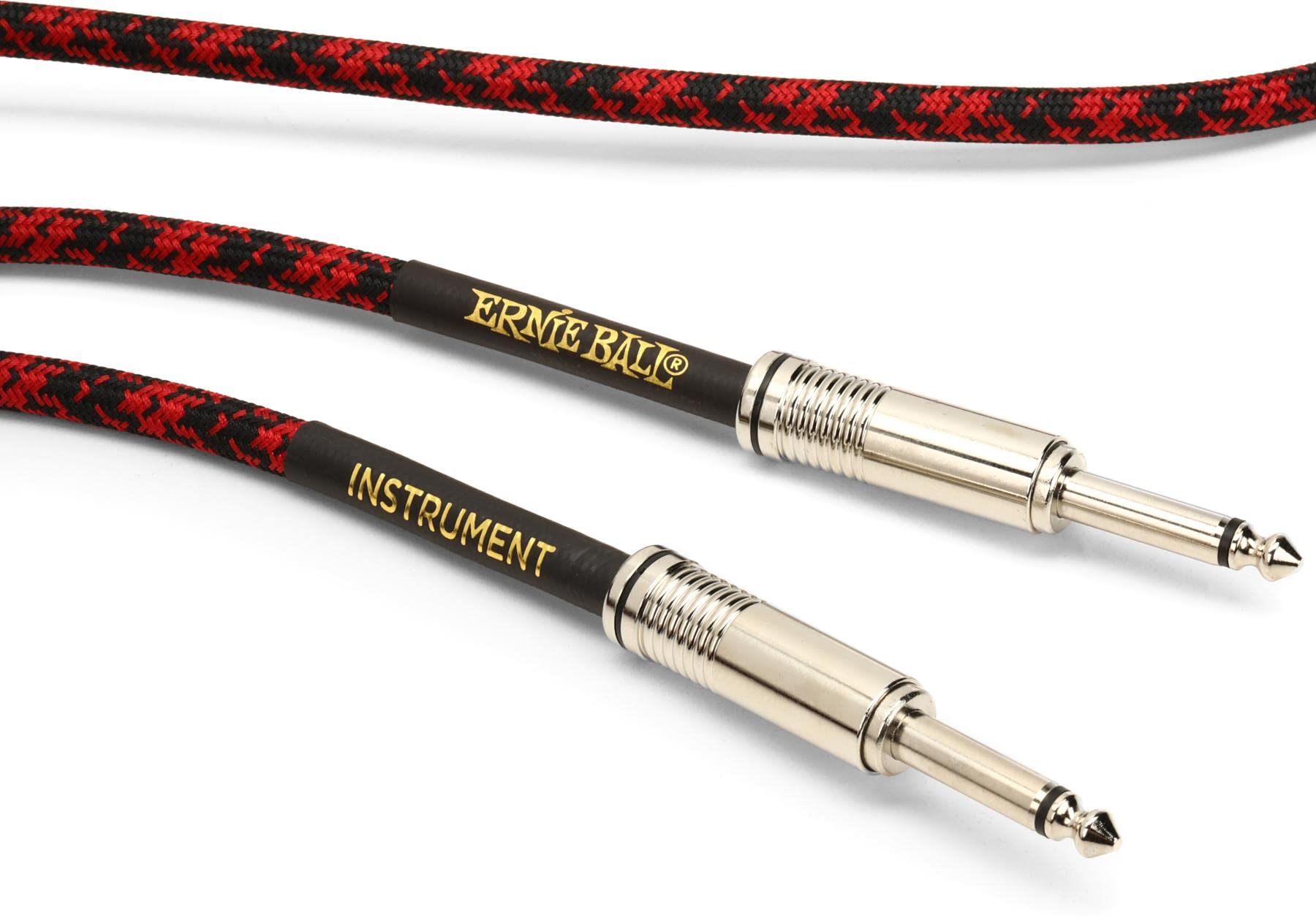 Ernie Ball 25' Braided Straight/Straight Instrument Cable - Red Black, 25 ft