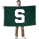 Michigan State Spartans College Sports Printed Flag - NCAA Licensed - Nylon - School Banner (Green, White) (3' x 5')
