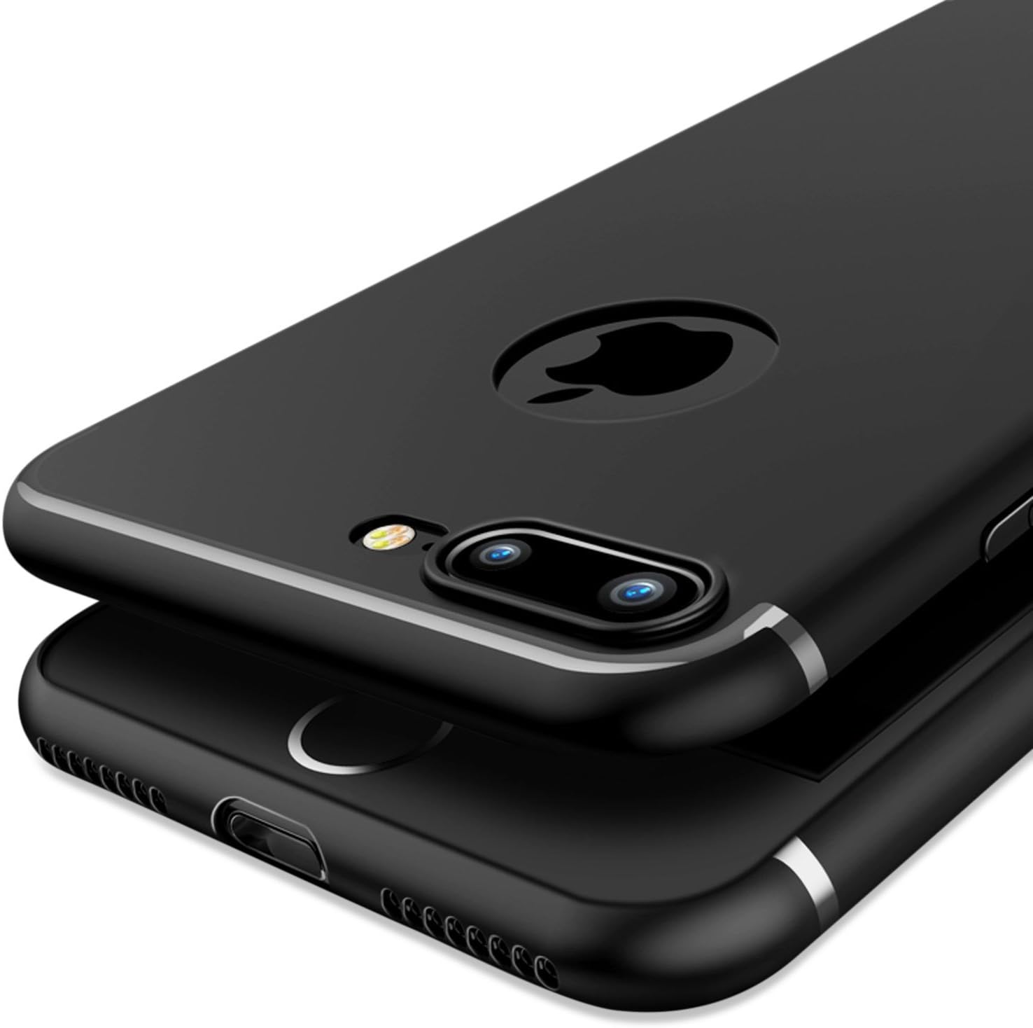 iPhone 6 Case, iPhone 6s Case, OWM [Ultra Thin 0.6mm] Designer Slim Light Soft Skin Grip Silicone Case for iPhone 6s / iPhone 6s Phone Cover with Screen Protector (Black with Logo Hole)