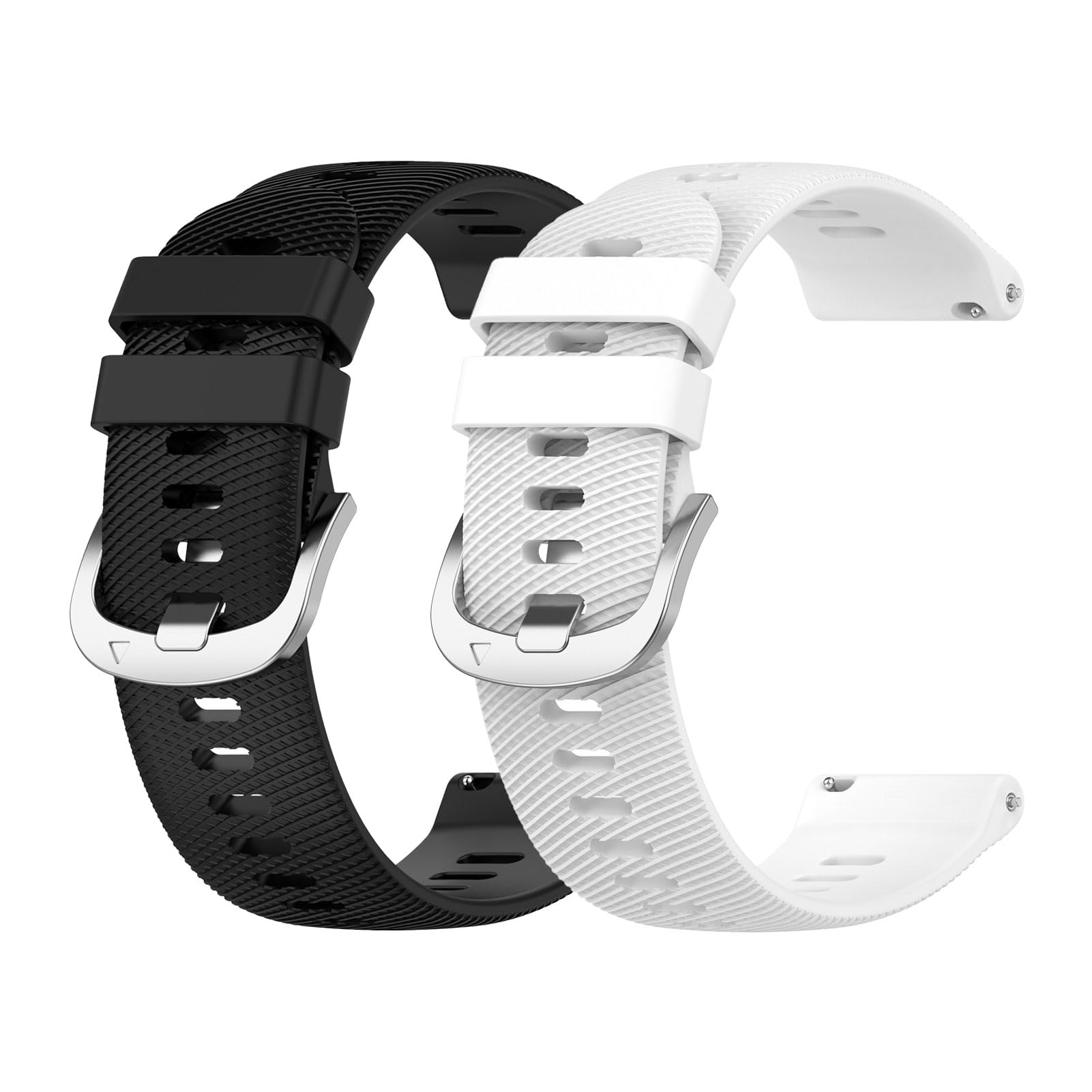 Garmcool 2 Pack 22mm Straps Compatible with Garmin Forerunner 255/Vivoactive 4/ Venu 3 Strap Black, White Women Men, Silicone Classic Replacement Watchbands (Strap Only)