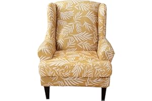 JIAN YA NA Wingback Chair Cover, Stretch Spandex Wing Chair Slipcovers 2 Piece, Wingback Armchair Sofa Slipcover Super Soft Fabric Furniture Protector with Elastic Bottom for Living Room Bedroom Hotel