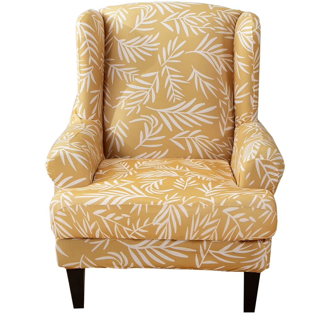 Photo 1 of Wingback Chair Cover, Stretch Spandex Wing Chair Slipcovers 2 Piece, Wingback Armchair Sofa Slipcover Super Soft Fabric Furniture Protector with Elastic Bottom for Living Room Bedroom Hotel