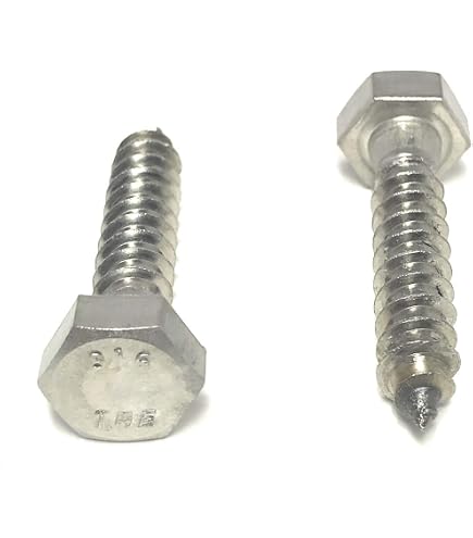 IMSCREWS 3/8" X 1-1/2" Hex Head Lag Screws – 304 Stainless Steel, Fully Threaded, 5-Pack, Heavy Duty Wood Screws For Decks & Fences