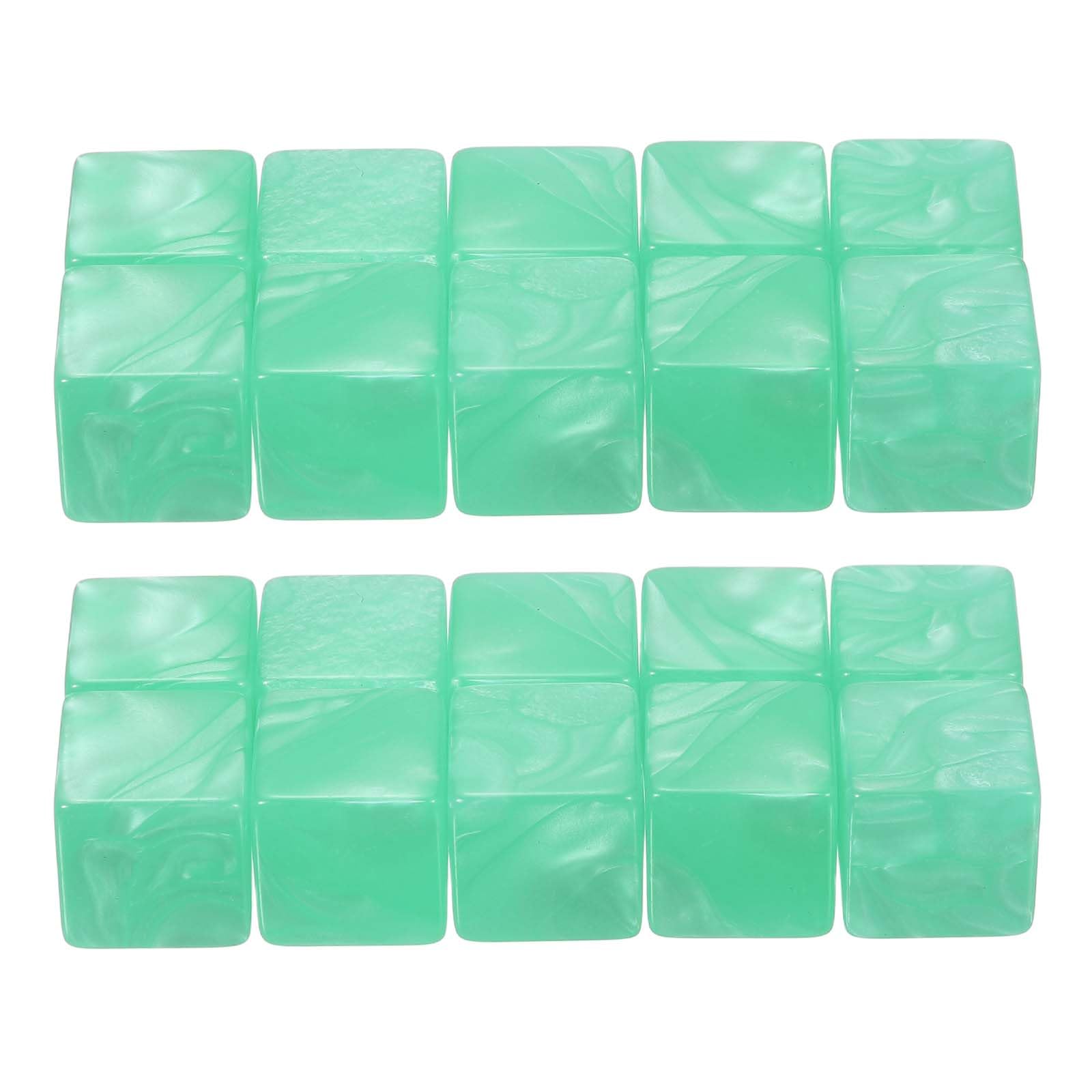 PATIKIL 16 mm Acrylic Dice Blank, 50 Pcs Standard Game Dice Square Corner with Pearl Smoothed Surface Six Sided for Board Games Teaching, Green