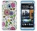 DandyCase 2in1 Hybrid High Impact Hard Colorful Spring Flowers Pattern + Sky Blue Silicone Case Cover For HTC One M7 4G LTE + DandyCase Screen Cleaner