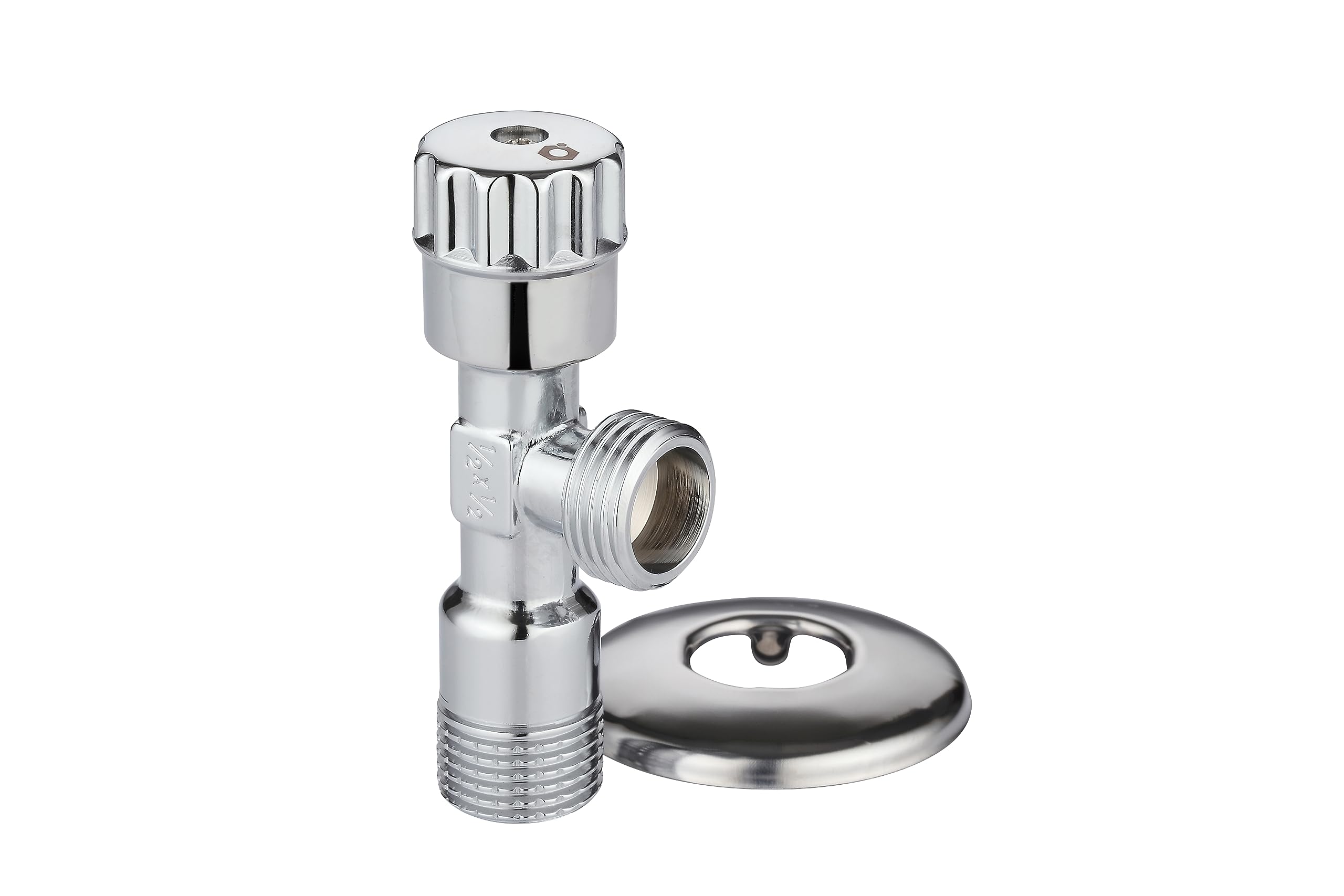 ZencQ Angle Valve 1/2 Inch - Angle Control Valve for Sink & Bathroom - Wall Connection 1/2 Inch x Hose Connection 1/2 Inch - Suitable for Cold, Hot & Drinking Water - Solid Brass