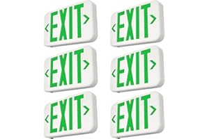 FREELICHT Green LED Exit Sign with Battery Backup，Exit Sign for Business，Easy to Install，UL Certified，AC 120/277V，Pack of 6