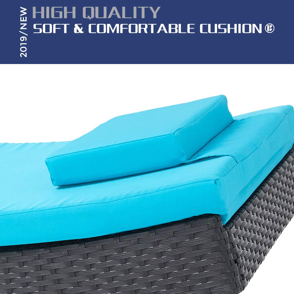 Bistro Sets Black Wicker and Turquoise Thick Cushion Incbruce Outdoor